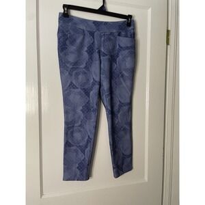 Adidas Blue Women's Golf Stretchy Pull On Pants Blue Watercolor Floral Small S‎